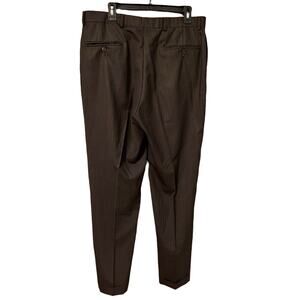 Oscar De La Renta Mens Wool Brown Pinstripe Dress Pants Career 36 x 31 Academia